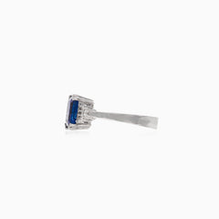 Weißgold Diamant und blauer Saphir Ring