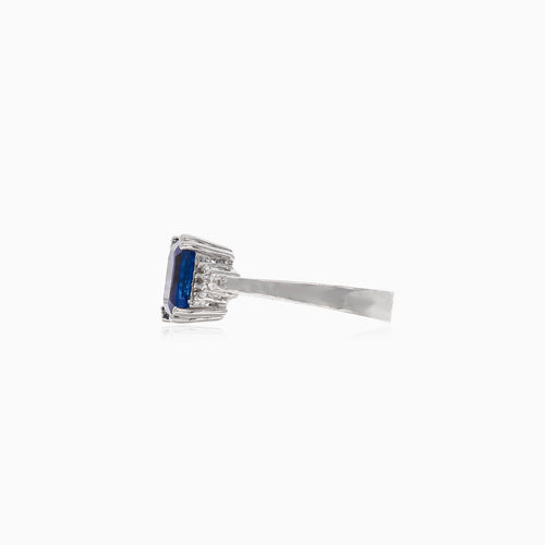Weißgold Diamant und blauer Saphir Ring