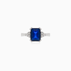 Weißgold Diamant und blauer Saphir Ring