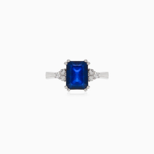 Weißgold Diamant und blauer Saphir Ring
