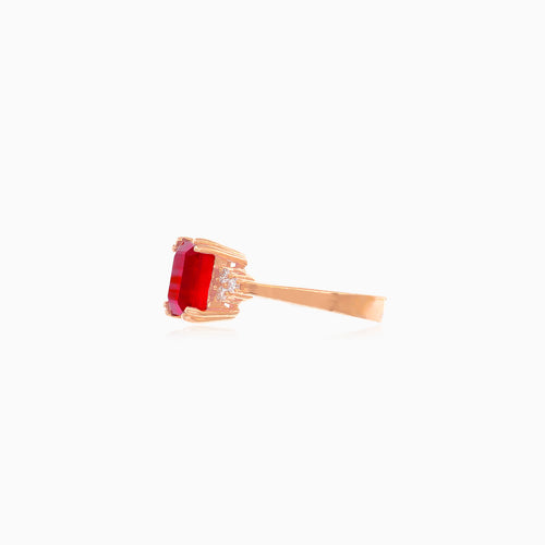 Eleganter Roségoldring mit Diamant und Rubin