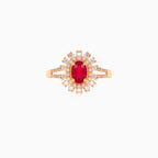 Elegant rose gold diamond and ruby ring