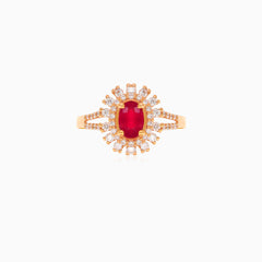 Elegant rose gold diamond and ruby ring