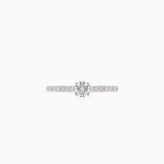 Bague scintillante en diamant taille escalier fine ronde