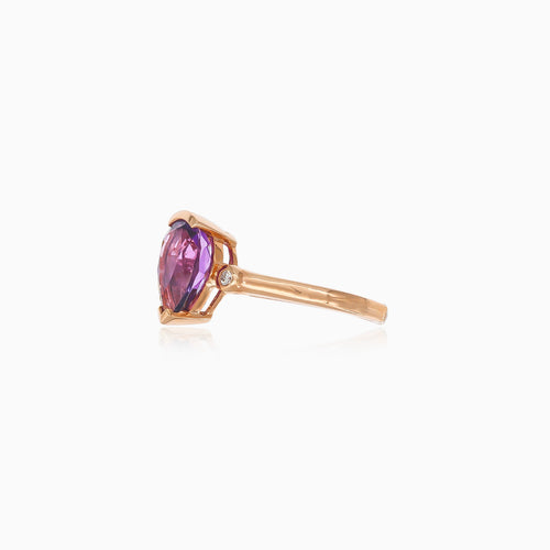 Roségoldring mit Amethyst und Diamanten