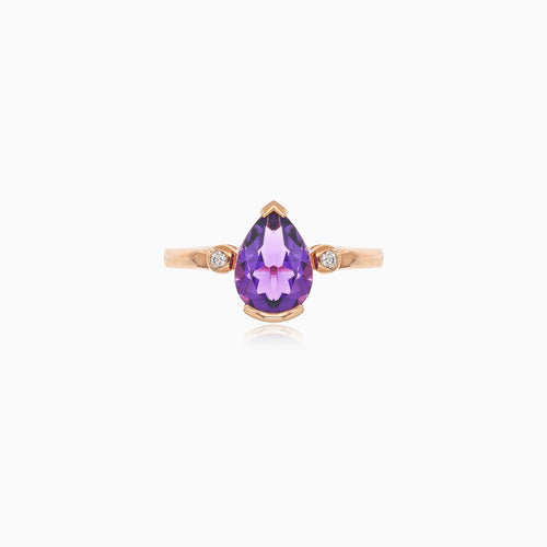 Roségoldring mit Amethyst und Diamanten