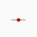 Eleganter Roségoldring mit Diamant und Rubin