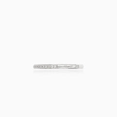 Minimalistic white gold ring with diamonds