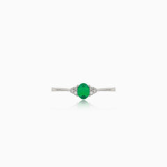 Smaragd Weißgold Ring mit Diamanten