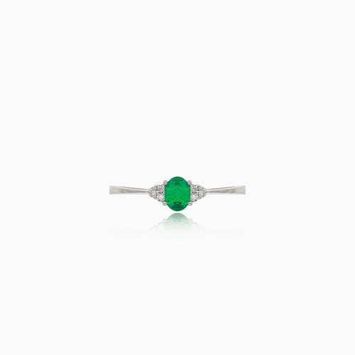 Smaragd Weißgold Ring mit Diamanten