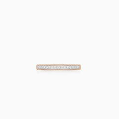 Romantic rose gold ring with line of diamonds