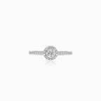 Shiny white gold ring with diamonds