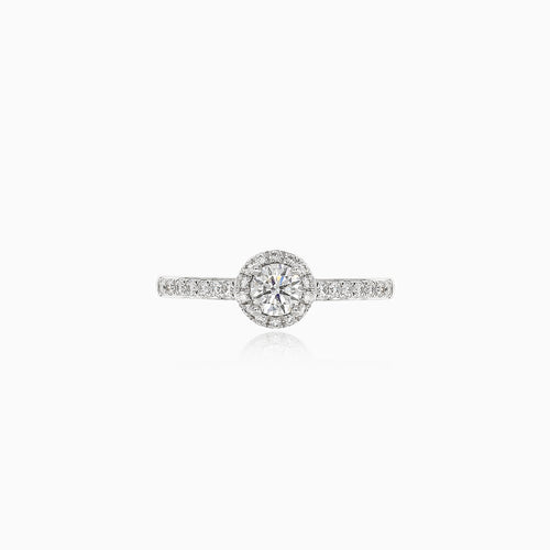 Shiny white gold ring with diamonds