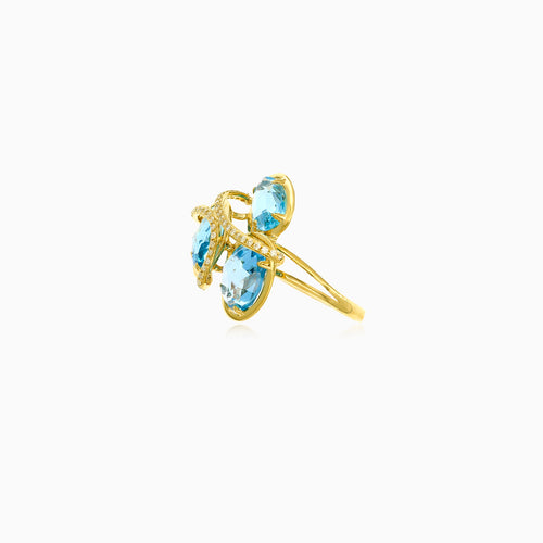 Beeindruckender Diamant- und Blau-Topas-Ring für Damen