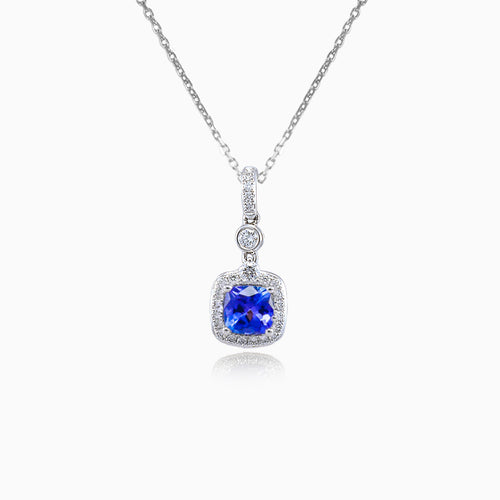 Tansanit Weißgold-Pendant mit Diamanten