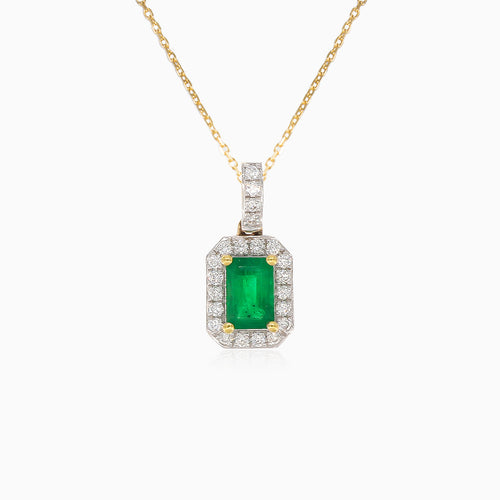 Eleganter Damen-Anhänger mit Diamanten und Smaragd