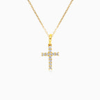 Zlatý minimalistický kříž s diamanty