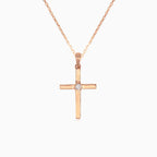 Pendentif croix élégant pour homme et femme en or rose