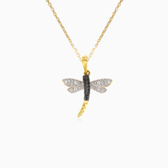 Dragonfly charm pendant in yellow gold