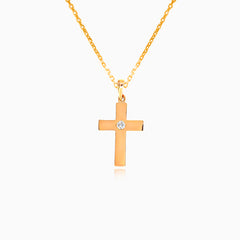 Jemný kříž přívěsek s diamantem
