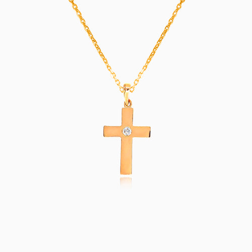 Pendentif croix fine avec diamant