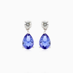 Luxuriöse Weißgold-Ohrringe mit Diamanten und Tansanit