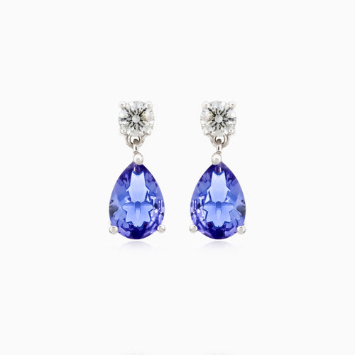 Luxuriöse Weißgold-Ohrringe mit Diamanten und Tansanit