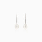 Elegante Weißgold-Ohrringe mit Perlen und Diamanten