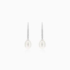Elegante Weißgold-Ohrringe mit Perlen und Diamanten