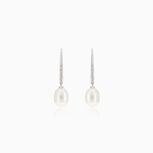 Elegante Weißgold-Ohrringe mit Perlen und Diamanten