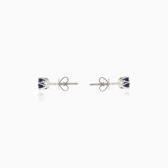 Simple white gold sapphire earrings
