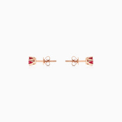 Simple rose gold ruby earrings