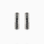 Třpytivé náušnice z růžového zlata s black and white diamanty