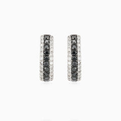 Třpytivé náušnice z růžového zlata s black and white diamanty