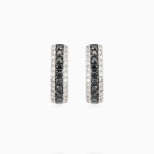 Třpytivé náušnice z růžového zlata s black and white diamanty