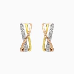 Tříbarevné zlaté náušnice s diamanty