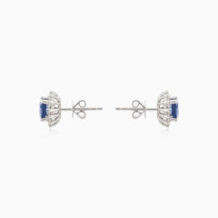 Blaue Saphir-Diamant-Ohrringe aus Weißgold
