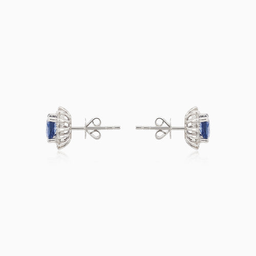 Blaue Saphir-Diamant-Ohrringe aus Weißgold