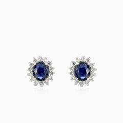 Blaue Saphir-Diamant-Ohrringe aus Weißgold