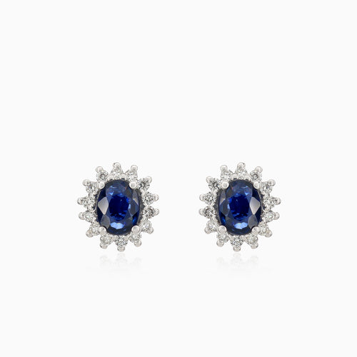 Blaue Saphir-Diamant-Ohrringe aus Weißgold