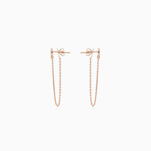 Kettenohrringe mit Diamanten aus Roségold
