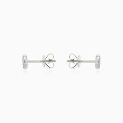 Boucles d’oreilles étincelantes en diamant taille ronde en or blanc éclatant