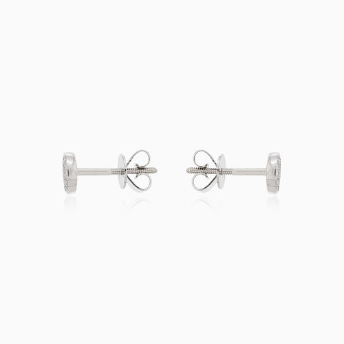 Boucles d’oreilles étincelantes en diamant taille ronde en or blanc éclatant