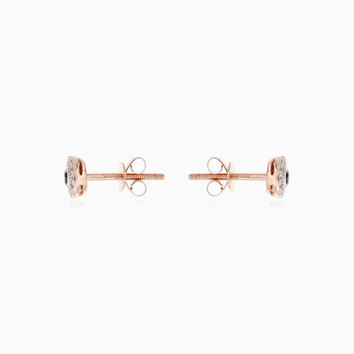 Stilvolle Roségold-Ohrstecker mit schwarzen und weißen Diamanten