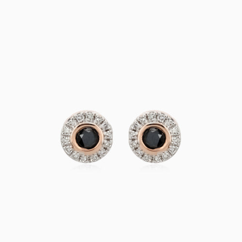 Stilvolle Roségold-Ohrstecker mit schwarzen und weißen Diamanten