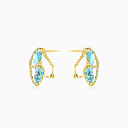 Dazzling diamond and blue topaz women earrings