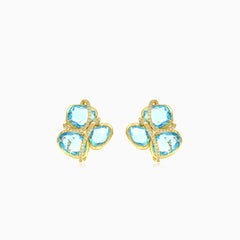 Dazzling diamond and blue topaz women earrings
