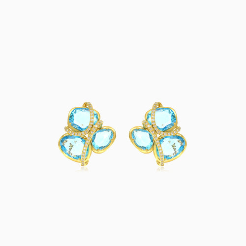 Dazzling diamond and blue topaz women earrings