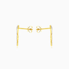 Natürliche runde Diamant-Gelbgold-Schlangen-Ohrstecker