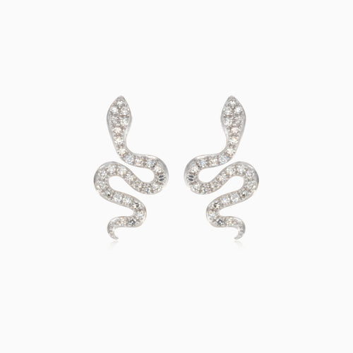 Natürliche runde Diamant-Gelbgold-Schlangen-Ohrstecker